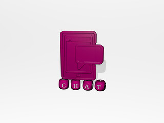 CHAT 3D icon over cubic letters - 3D illustration for communication and business