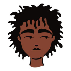 young afro man ethnicity with long hair flat style icon