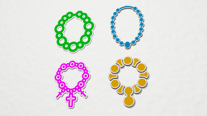 beads colorful set of icons - 3D illustration for background and beautiful