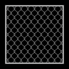 metal fence wire mesh isolated on black background, net fence silver steel, mesh silver object illustration, iron barbed wire frame