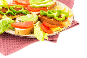 Sandwiches on beige plate