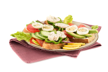 Sandwiches on beige plate