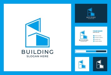 building logo design with business card premium vector.