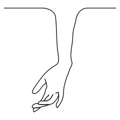one line continuous drawing hand with five fingers laying down