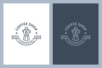 coffee shop logo design in vintage style premium vector.