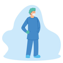 man doctor with mask and uniform vector design