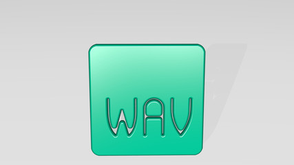 AUDIO DOCUMENT WAV 3D icon casting shadow - 3D illustration for background and music