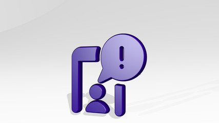 ALERT USER 3D icon casting shadow - 3D illustration for background and alarm