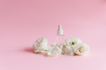 Hyaluronic acid Dropper transparant glass Bottle. Skincare and health.