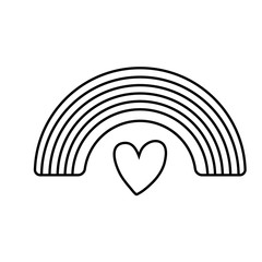 cute rainbow weather with heart line style icon