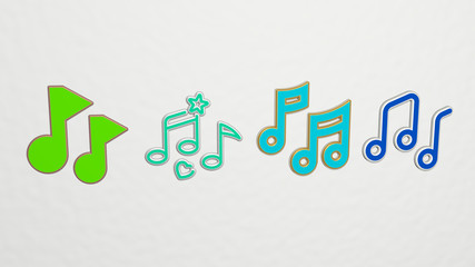 MUSICAL NOTES 4 icons set - 3D illustration