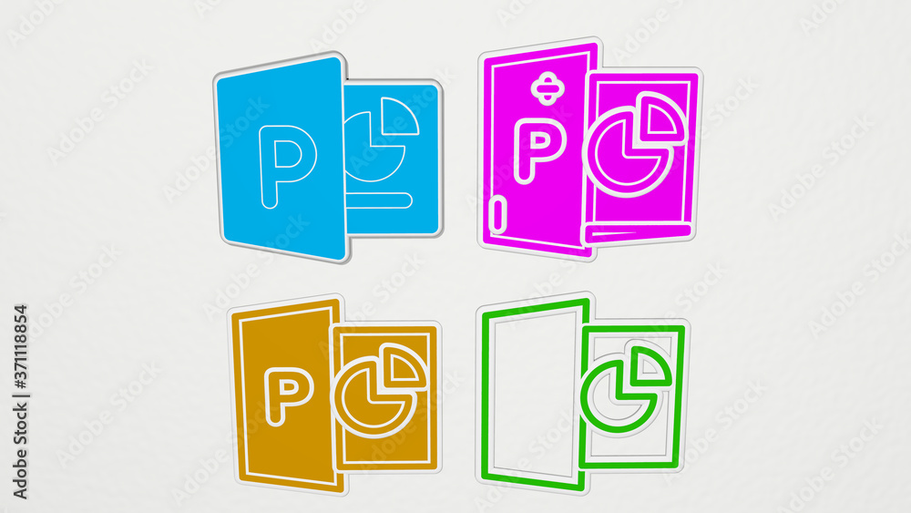 Poster powerpoint colorful set of icons - 3d illustration for background and presentation
