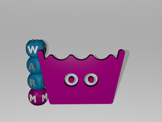 warm 3D icon and dice letter text - 3D illustration for background and beautiful