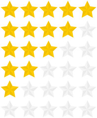 Set of 5 flat geometric star rating icons isolated on a white background. EPS10 vector file