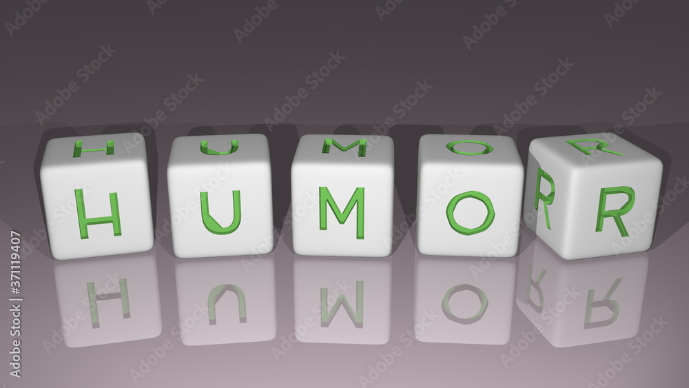 Poster humor built by dice letters and color crossing for the related meanings of the concept by 3d renderi