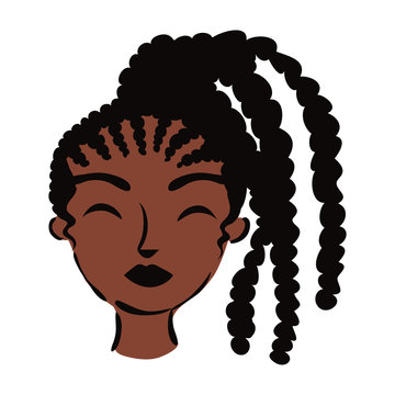 young afro woman with hair rasta flat style