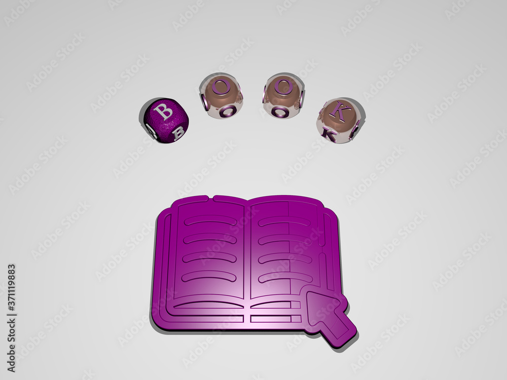 Poster book circular text of separate letters around the 3d icon - 3d illustration for background and desig