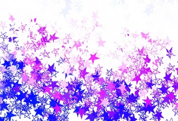 Plakat Light Purple vector background with colored stars.