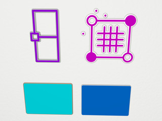 RECTANGLE 4 icons set - 3D illustration for background and abstract