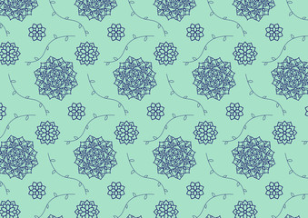 曼荼羅　花　タイル　シームレス　パターン　mandala flower  tile seamless pattern