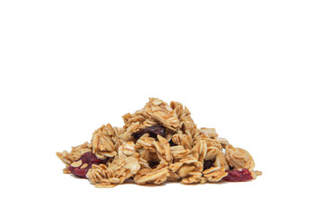 Granola. Healthy sweet dessert snack. On a white background.