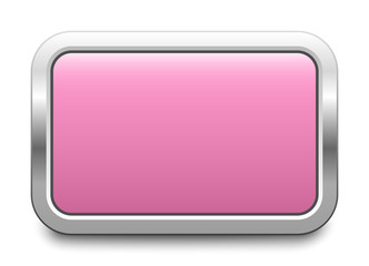 Rectangular pink metal button isolated on a white background. Blank template with copy space. EPS10 vector file