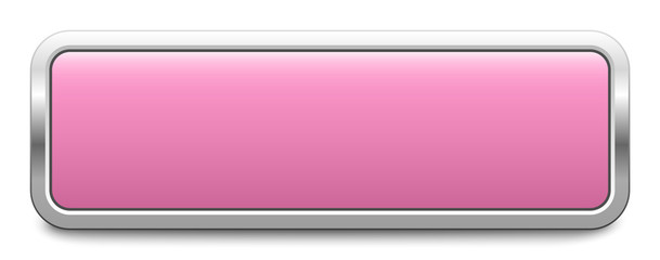 Long rectangular pink metal button isolated on a white background. Blank template with copy space. EPS10 vector file