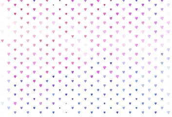Light Red vector pattern with colorful hearts.