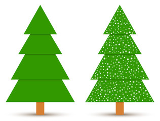 Set of abstract geometric coniferous trees with and without snow isolated on a white background. EPS10 vector file