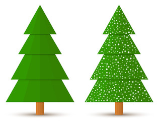 Set of abstract geometric coniferous trees with and without snow isolated on a white background. EPS10 vector file
