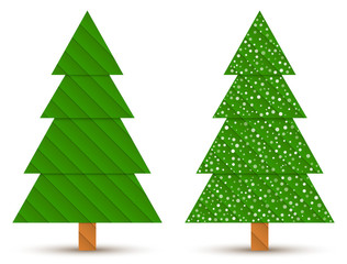 Set of abstract geometric coniferous trees with and without snow isolated on a white background. EPS10 vector file
