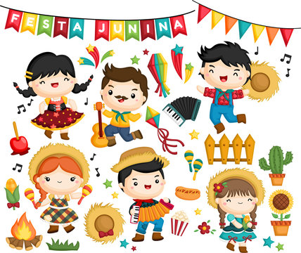 vector collection of the celebration of Festa Junina festival