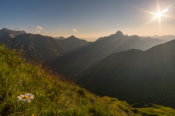 Sunset tour in the Kleinwalsertal Allgau Alps