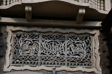 Oriental style ornaments at the ancient old style building in China Tianjin