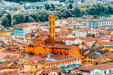 Beautiful landscape above urban and historical view of the Florence from Giotto's Belltower...