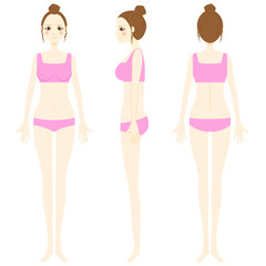 下着の女性　全身