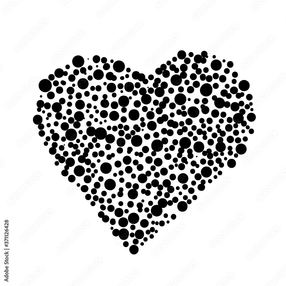 Sticker heart love dotted work art silhouette style