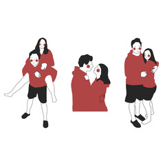 Flat character set, great design for any purposes. Isolated vector illustration. Fashion concept. Cute cartoon people.