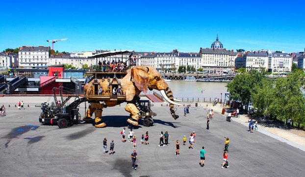 Nantes, France. The Great Elephant of Machines of the Isle of Nantes : artistic, touristic and cultural project based in Nantes, France - July 2020	