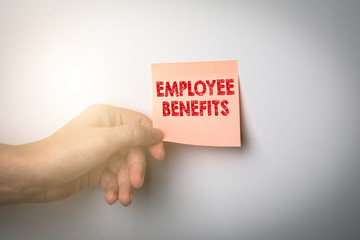 Obraz premium EMPLOYEE BENEFITS. Qualification, job offer, specialists and loyalty concept