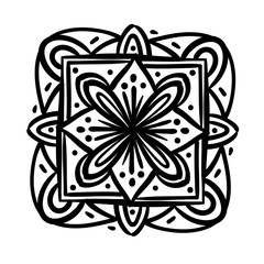 square mandala floral silhouette style icon