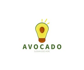 Avocado bulb, lightbulb, idea, innovation, creative Logo Concept. Vector Design Illustration. Symbol and Icon Vector Template.