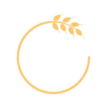Abstract wheat ear in circle shape isolated on a white background vector . Flat design for label or logo.