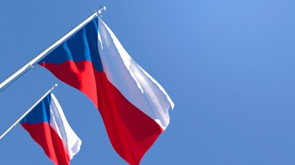 3D rendering of the national flag of Czechia waving in the wind
