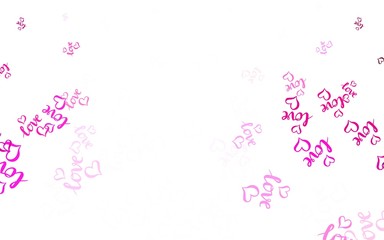 Light Pink vector template with doodle hearts.