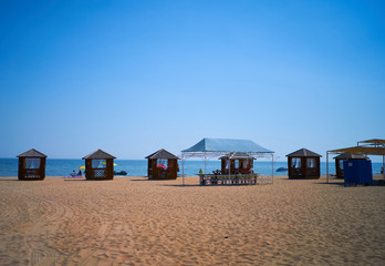 beach houses stand by the sea