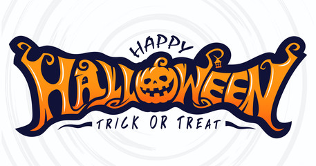 Happy Halloween Text Banner, Vector