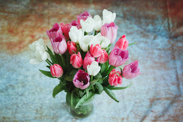 bouquet of pink tulips