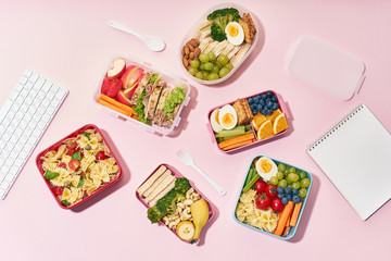 Fototapeta na wymiar School lunchbox with healthy meal