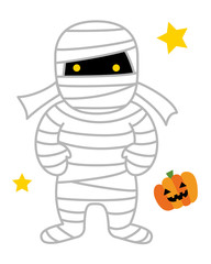 ミイラ男　ハロウィンのモンスターのイラスト